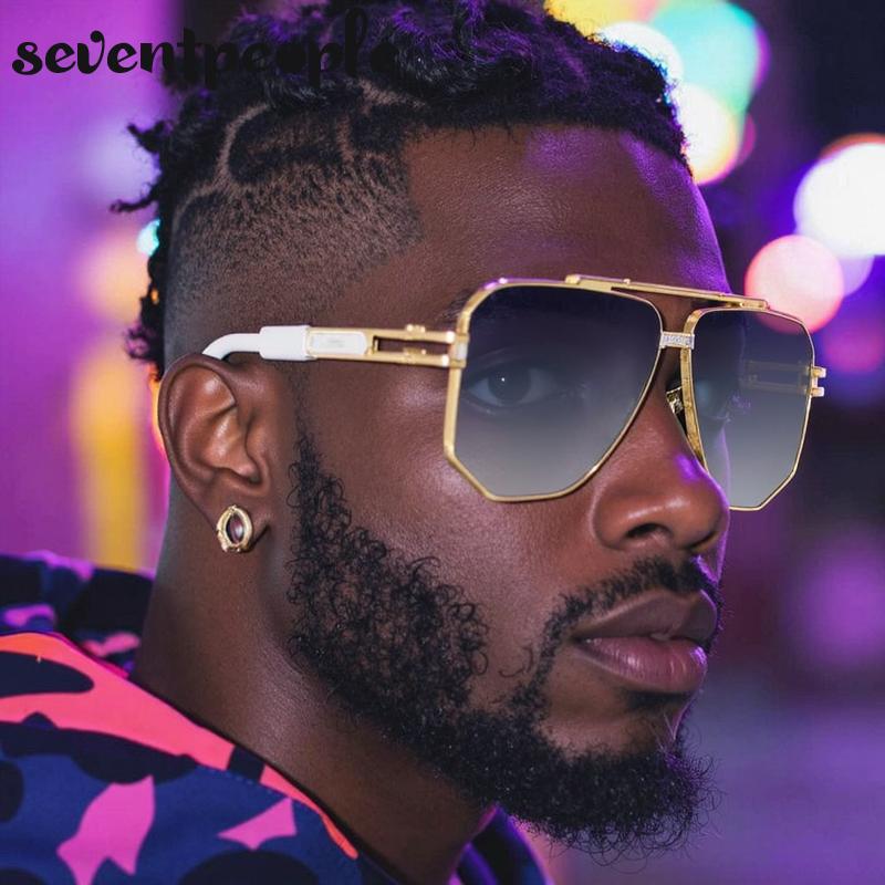 Oversized Hexagon Punk Sunglasses Men  Luxury Brand Vintage Steampunk Double Beam Sun Glasses Trendy Outdoor Shades For Male