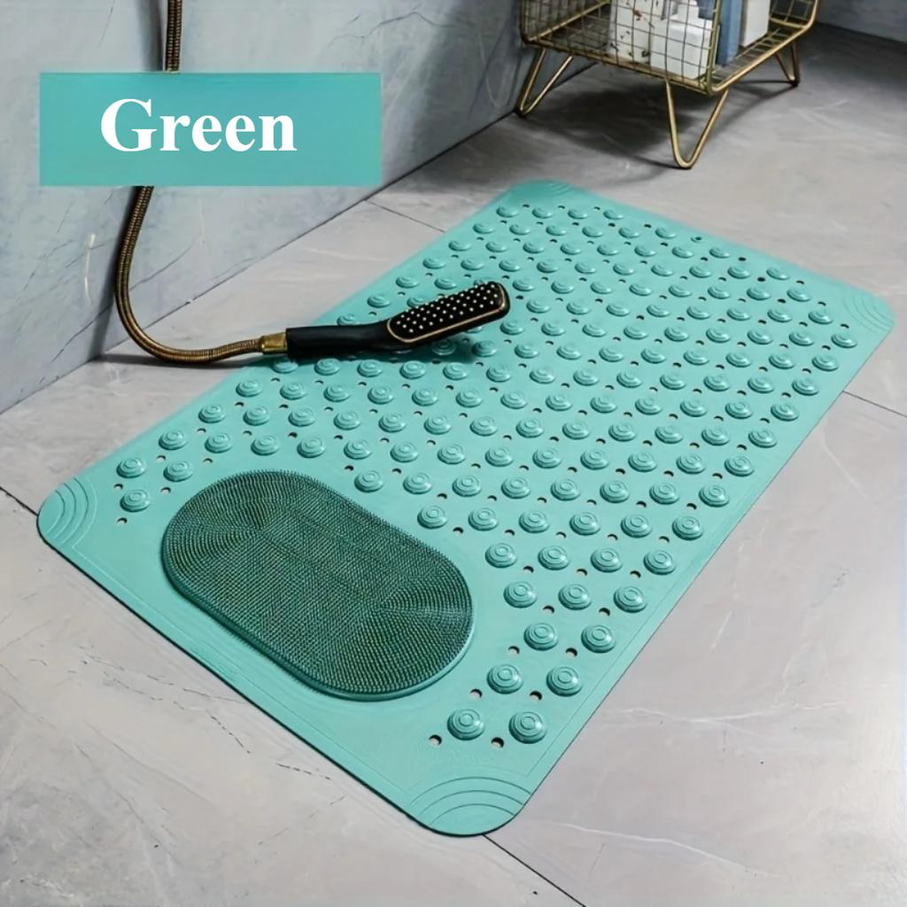 Non Slip Soft PVC Bath Mat with Suction Cups Massage Bumps Foot Cleaning Strong Drainage Bathroom Safety Rug Bathroom Carpet