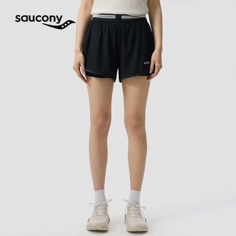 Женские двухслойные плетеные беговые шорты Saucony серии Artist XL