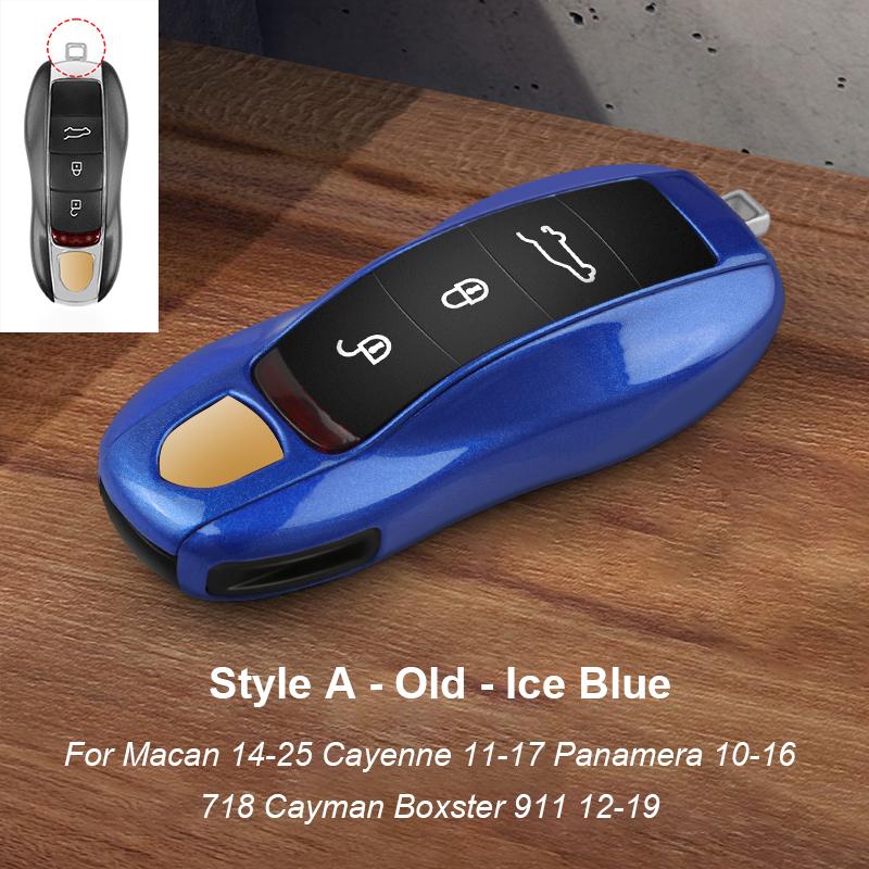Solid Color ABS For Porsche Panamera Macan 718 Taycan 911 Cayman Boxster 971 Remote Smart Car Key Case Cover Car Accessories