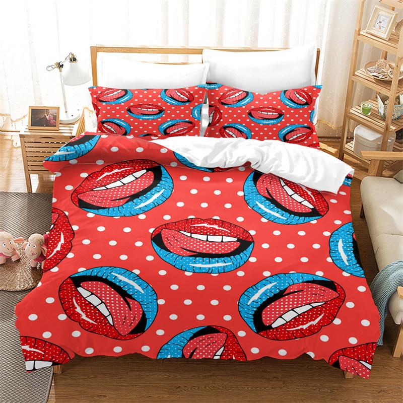 3D Print Duvet Cover King Size Love Bedding Set Lips Kissing Pattern Comforter Cover Bedding Decorative For Women Girls Lovers