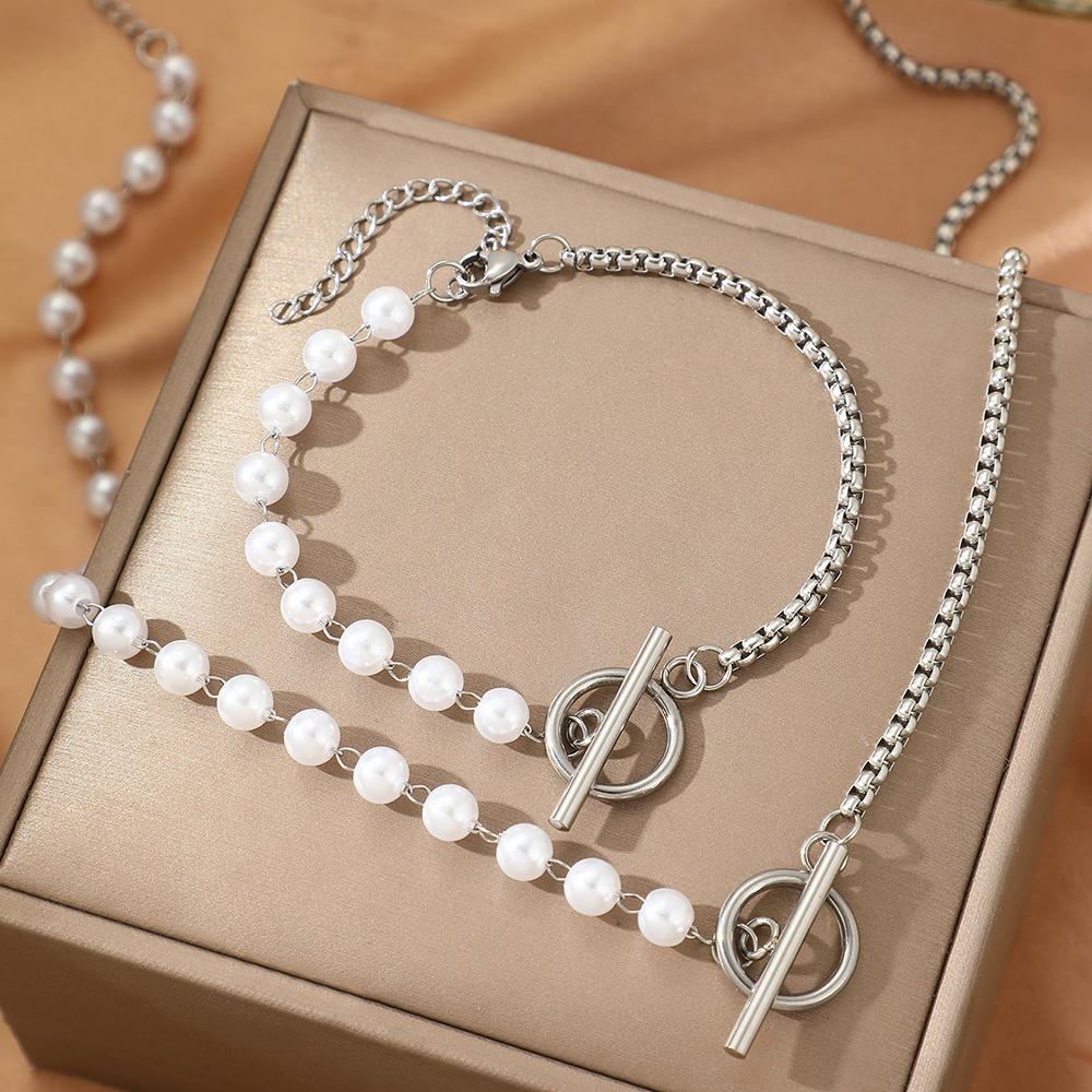 Stainless Steel Zircon Set Fashion Elegant Design Splicing Zircon Chain Light Luxury OT Pendant Zircon Set For Women Zircon