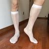 Men's Fashionable Sheer Over the Calf Long Socks Breathable See Through Dot Pattern Dress Suit Socks for Business Wear