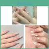 Handmade Medium-length False Nails Stickers Cat Eye French Style Nail Tips Waterproof Removable