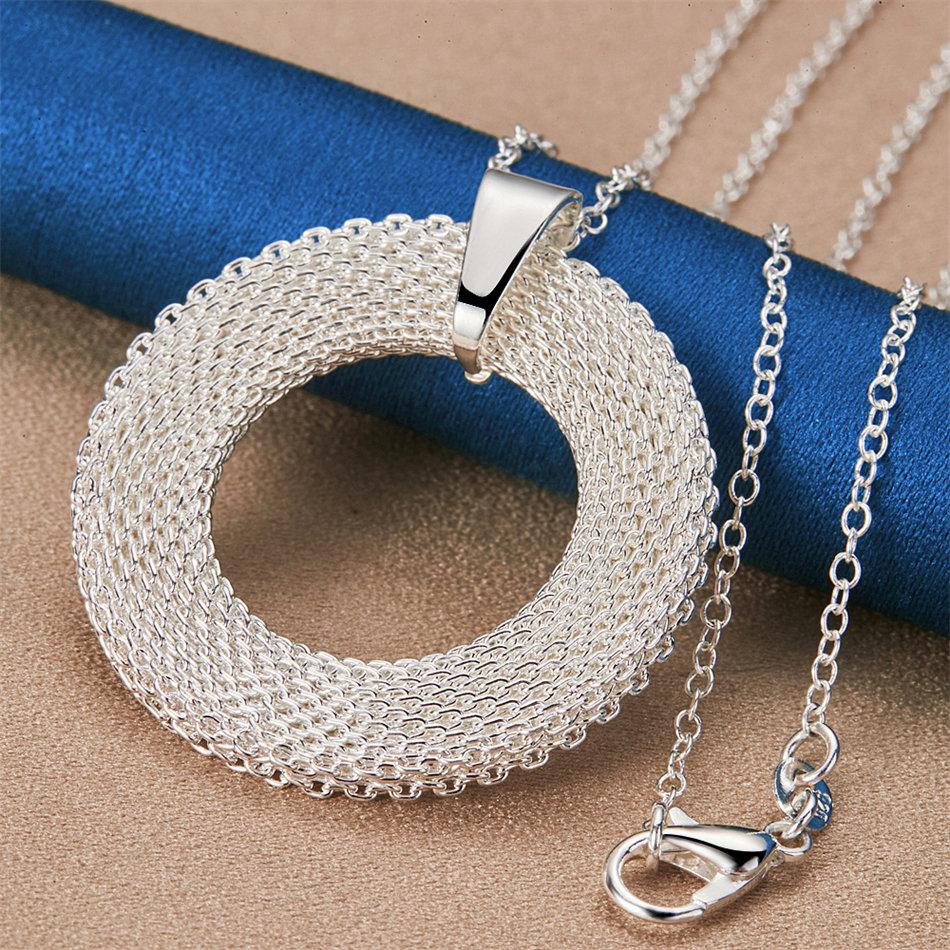 925 sterling silver 16-30 inch exquisite round woven pendant necklace, women's jewelry party gift, fashionable wedding