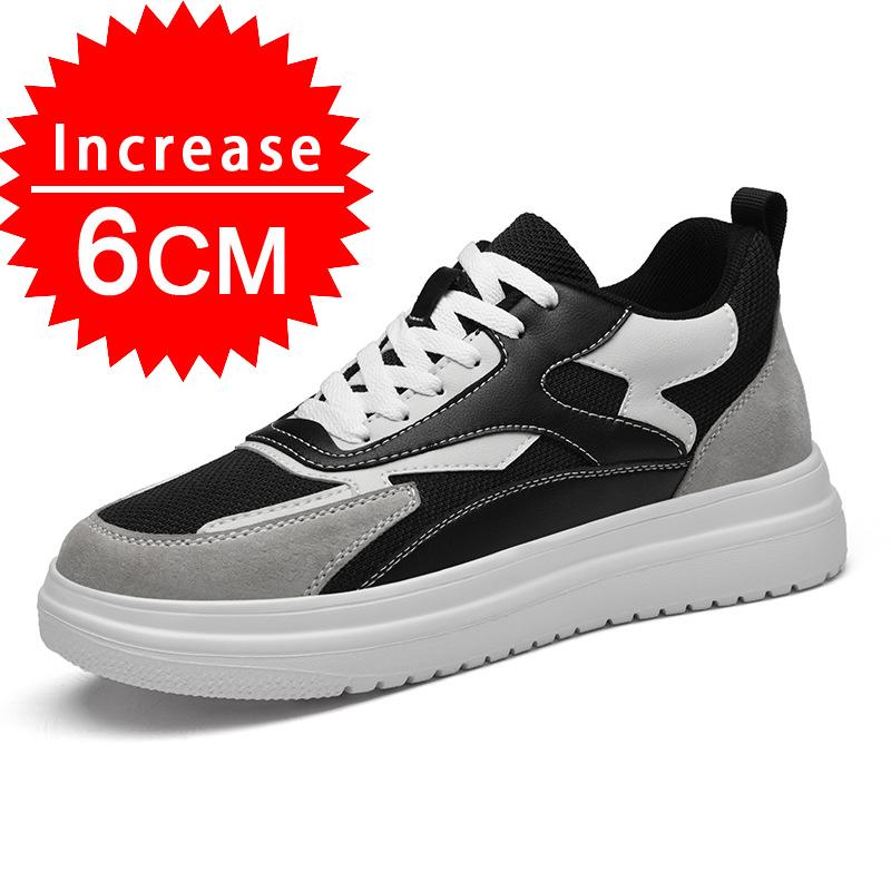 Neue Herren Trendige Leder Sneaker Erhöhungsschuhe Unsichtbar Atmungsaktiv Höhensteigernde Schuhe 8cm 10cm Lässige Mode Leichte Sneaker