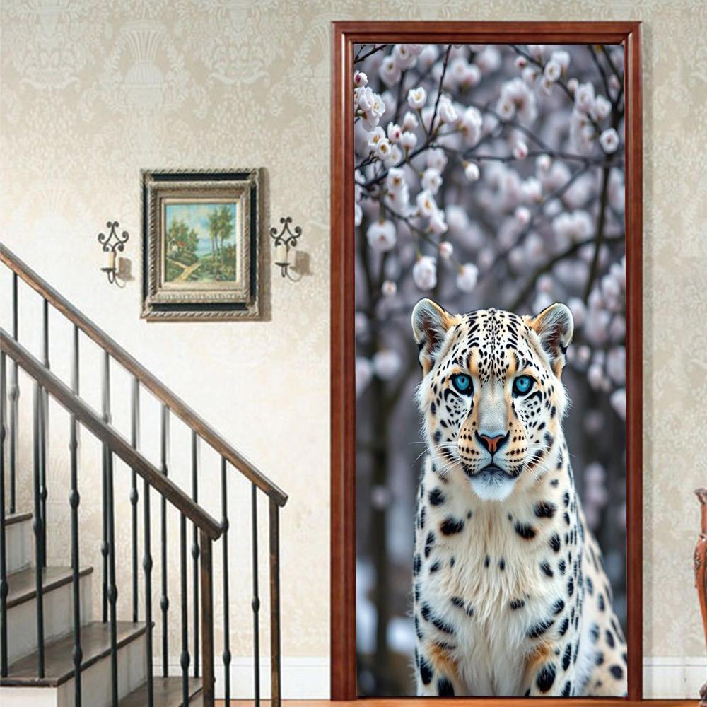 

1 шт. тигр Веранда Виниловая наклейка на дверь для спальни Домашний декор Самоклеящаяся Съемная Наклейка на стену Реновация двери Водонепроницаемый Постер 90x200cm