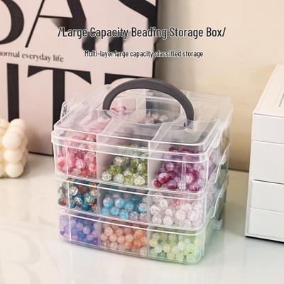 Drop-Resistant PP Bead Storage Box with Lid, Multifunctional Nine-Grid Organizer