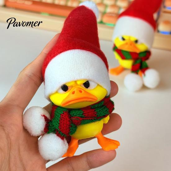 Décoration de pièce amusante et festive, Ornement Petit Canard de Noël, Figurine Mignonne Imprimée en 3D, Animaux Figurine Amovible pour la Maison et Design Foulard,