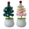 Potted Crochet Christmas Tree Handmade Crocheted Christmas Tree Decoration Completed Mini Knitted Potted Plants for Living Room Office Shelf Decor