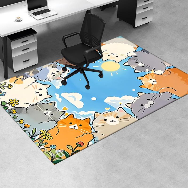 Animal Chair Mat Office Carpet Oversized Rug for Home Decor, Sofa Carpet, Desk Mat, Gift Idea for Cat Lovers, Suitable for Bedroom, Living Room