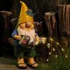 Solar Dwarf Elf Statue with Light Resin Glow Elf Figurines Waterproof Art Crafts Christmas Gifts Garden Decor for Courtyard Yard