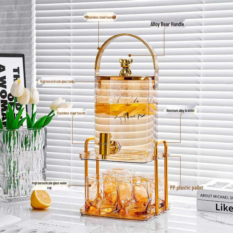 Elegant Glass Cold Water Kettle Set with Faucet - Large Capacity for Homemade Beverages