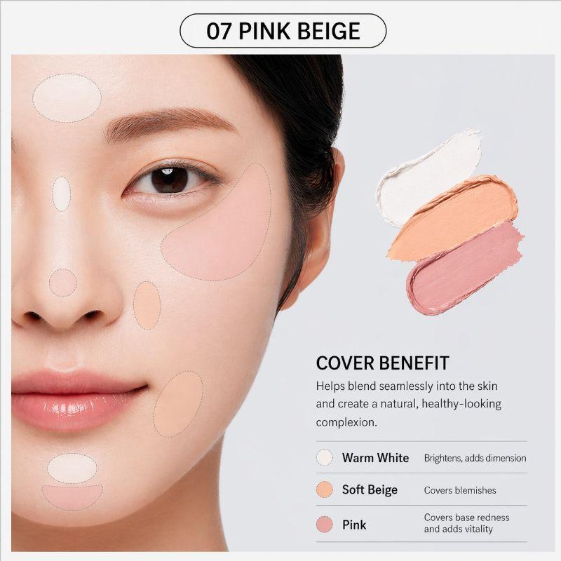 THE SAEM Cover Perfection Triple Pot Concealer 13.5g – 7 Color Correcting Cream Palette for Flawless Coverage & Contouring