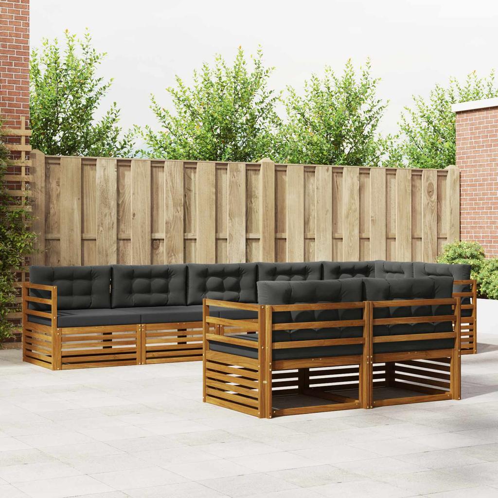 Outdoor Sofa Set with Cushions 8 pcs Natural and Anthracite