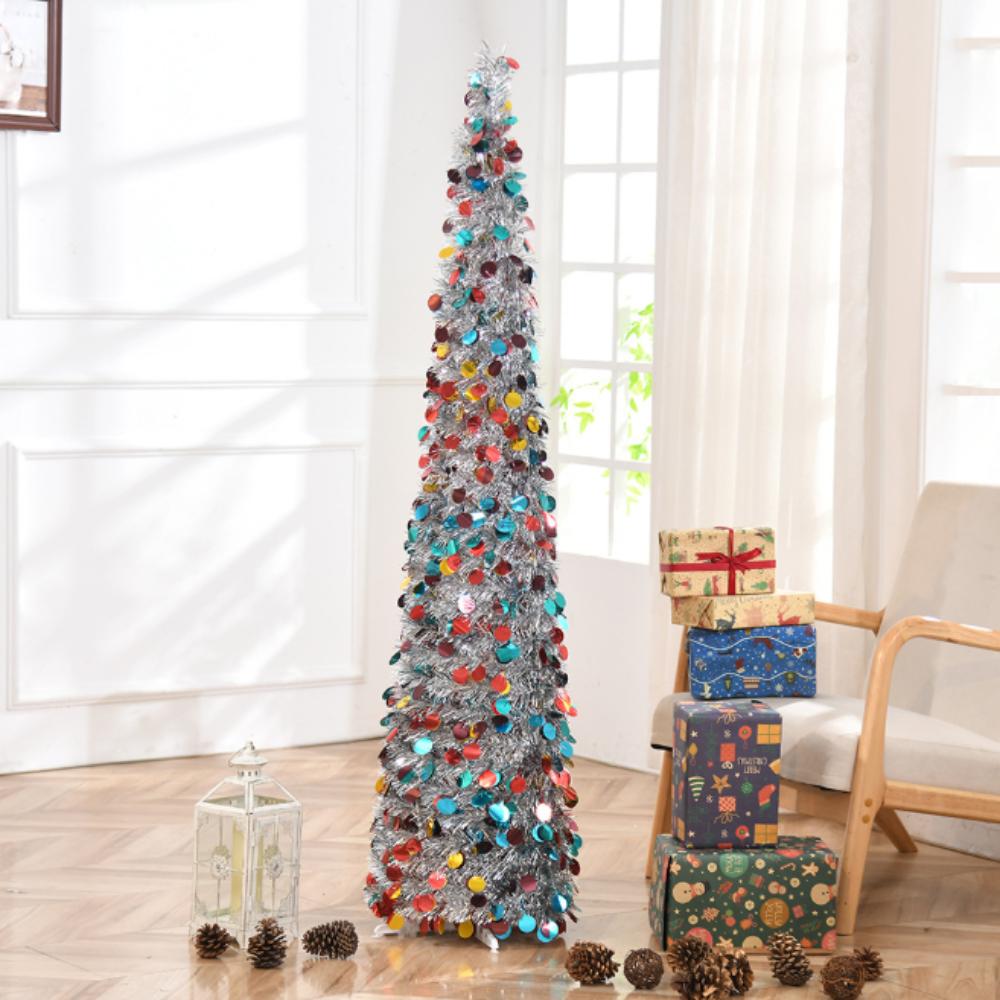 Foldable Pencil Tree Glitter Tinsel Artificial Christmas Tree Noel Christmas Tree Christmas Gift