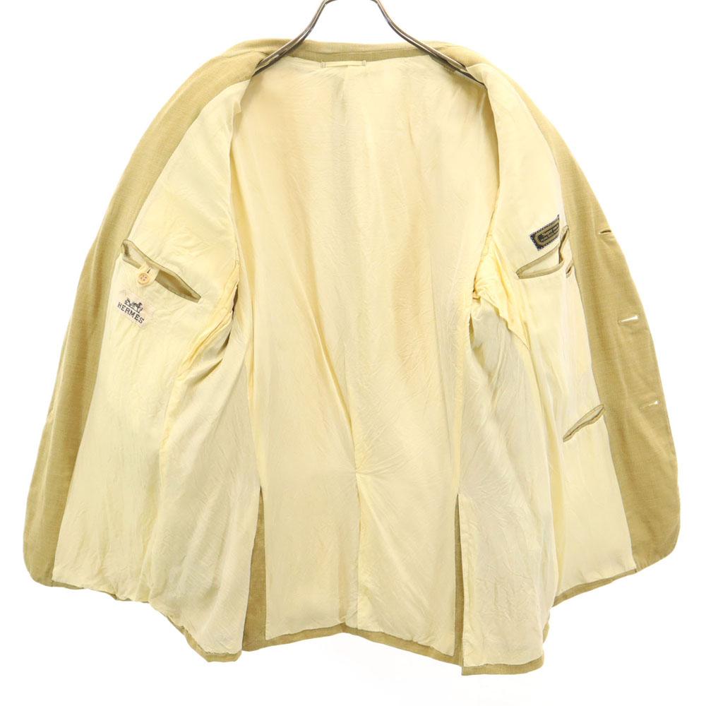 Hermes Made In Italy SUPER 100’s Tailored Jacket 50 Yellow Beige Blazer Men's Used