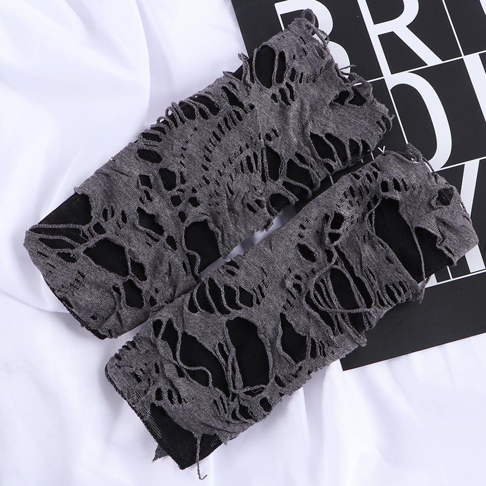 Rękawiczki Bez Palców Gotyckie Czarne Dziurawe Rozcięcie Punkowe