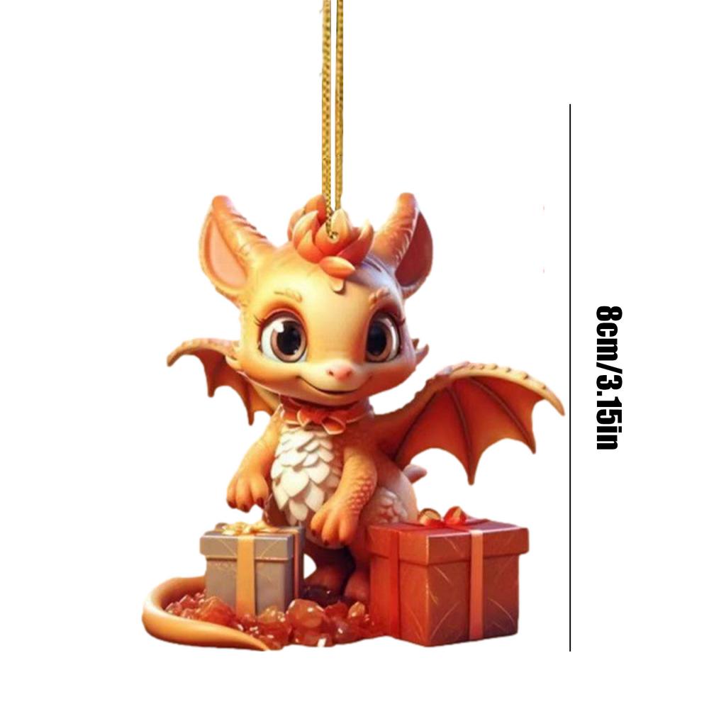 Christmas Dragon Car Dashboard Ornaments 2D Acrylic Dragon Pendant Charm Christmas Dragon Character For Vehicle Decoration