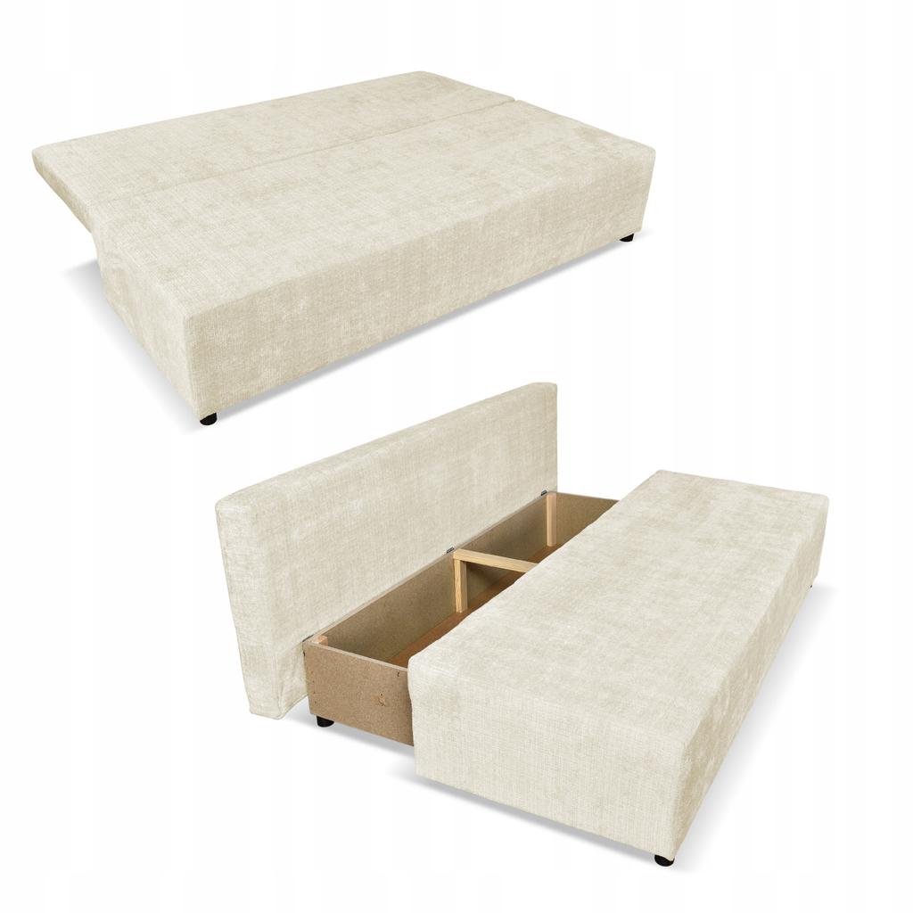 Kanapa sofa KIMO funkcja spania pojemnik Family Meble Ramona beż welur