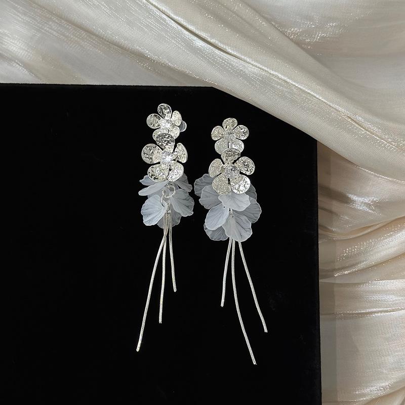 French Style Tassel Flower Earrings For Women Elegant Exaggerated Ribbon Drop Dangle Earrings Fashion Party Ear Jewelry Gifts