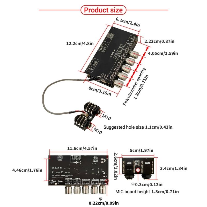 ZK-DAM H2 Digital Microphone Amplifier Board Preamp Bluetooth-compatible For Karaoke Reverberation Plate