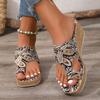 Foreign Trade Large Size Women's Slippers 2025 Summer New Flat Bottom Printing Set Toe Bohemian Ethnic Cool Slippers Women