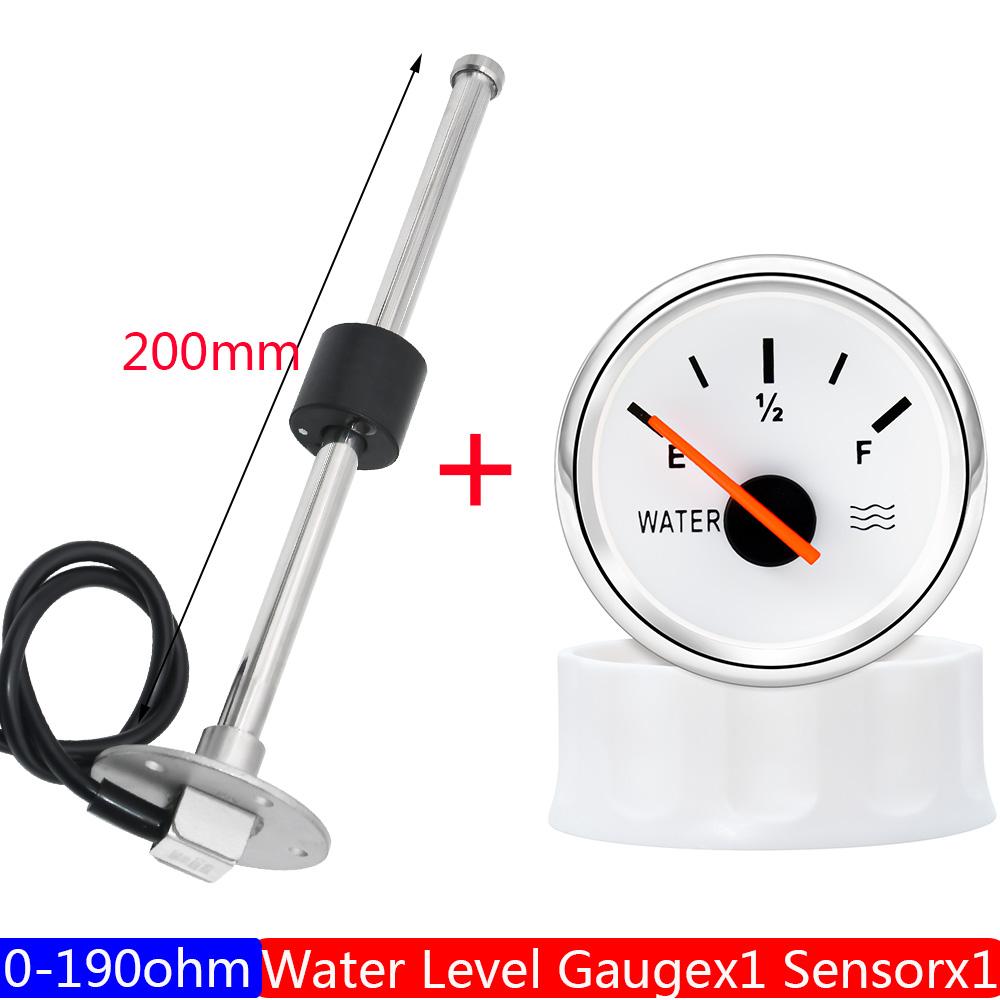 Boat Car 52MM Water Level Gauges 0-190ohm Red Light Marine Water Tank Level Indicator Meter Water Level Sensor 100-550MM