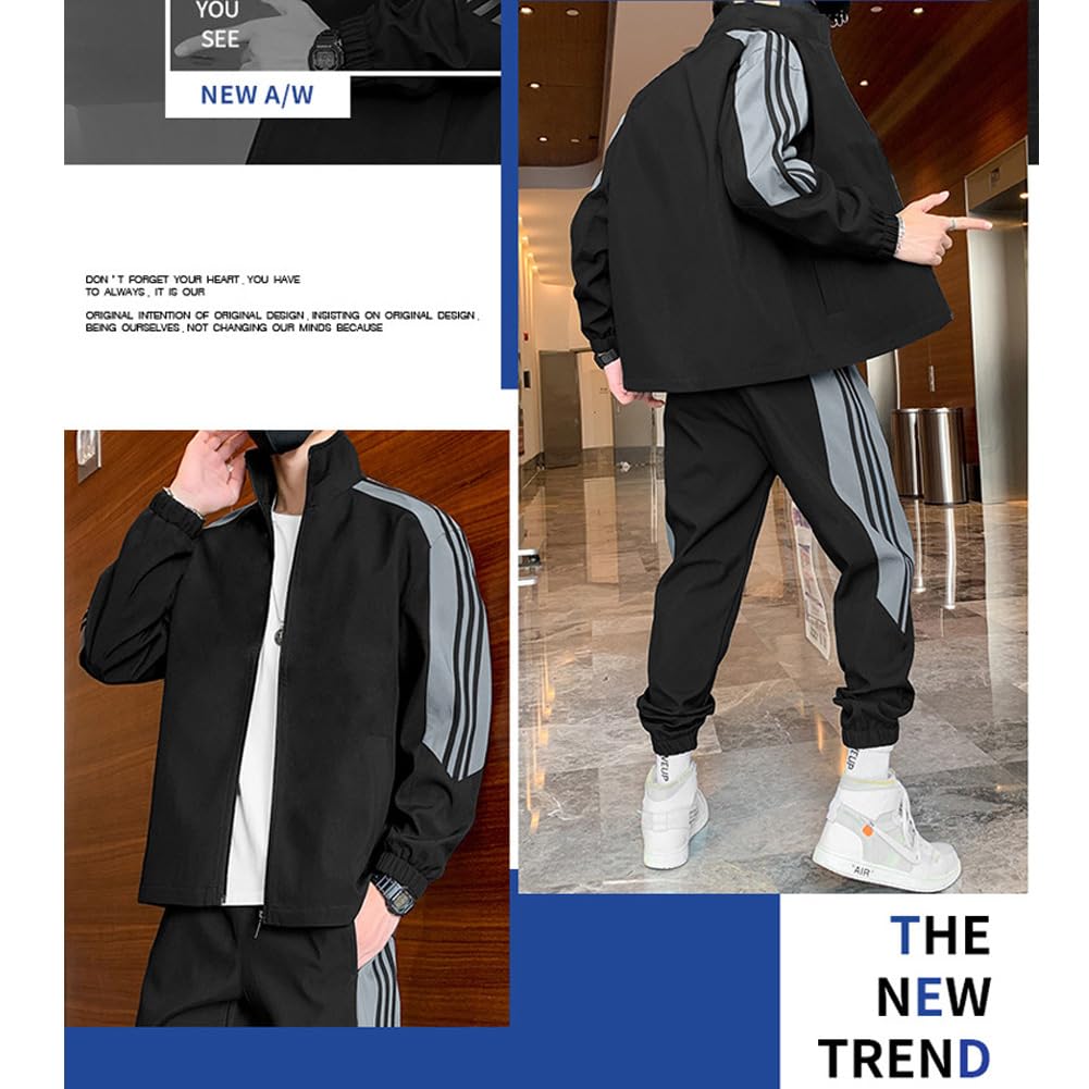 BUTMYJ Tracksuit Long Plus Loose Unisex Black M Men's Set, Sleeve, Sizes, Fit, Stylish, Loungewear, Fall/Spring Wear, Gym, Sports, Running,