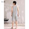 Xuan Liang Men's Sleepwear Summer Thin Cotton Tank Top Sleeveless Shorts Set Large Size Waffle Cool Home Clothes