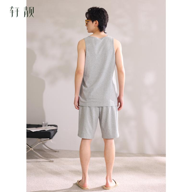 Xuan Liang Men's Sleepwear Summer Thin Cotton Tank Top Sleeveless Shorts Set Large Size Waffle Cool Home Clothes