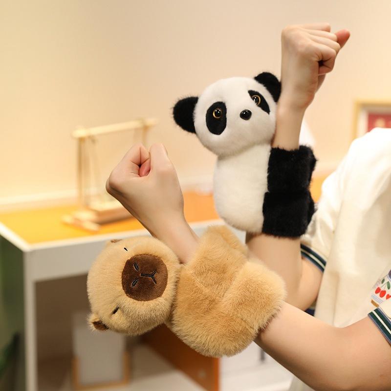 Cute Animal Panda Fox Snapping Circle Plush Toy Doll Capybara Husky Bracelet Children'S Doll