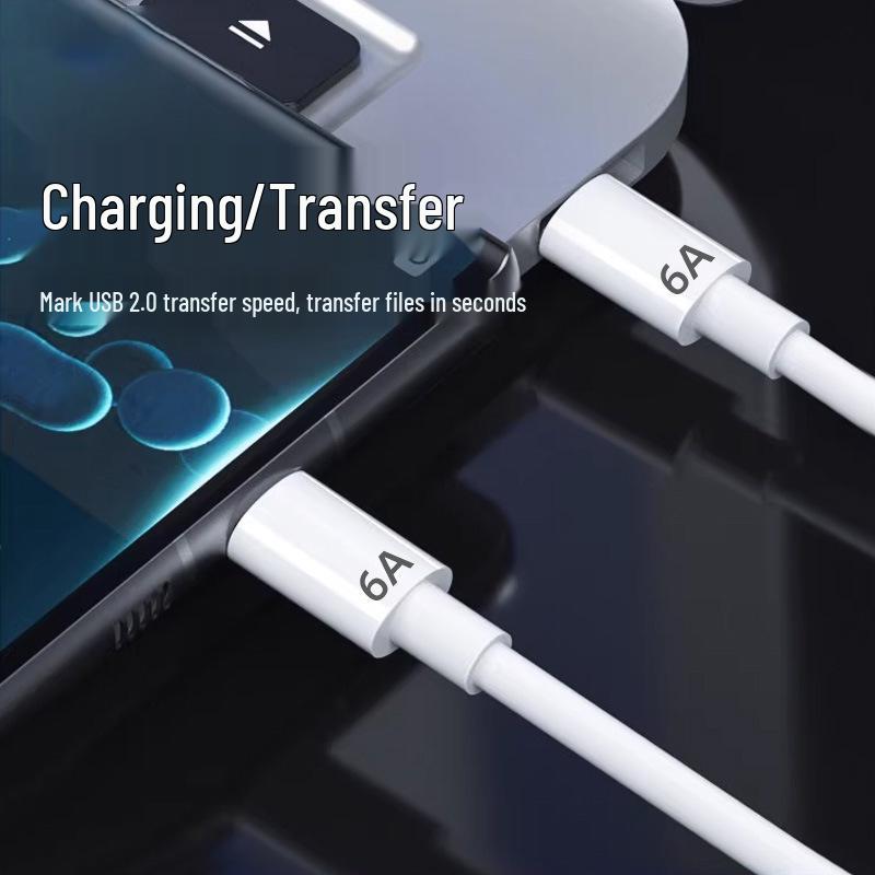60W Dual Type-C Fast Charging Cable, PD Compatible for Apple 15/16, Huawei, Xiaomi, Flash Charging for Computers