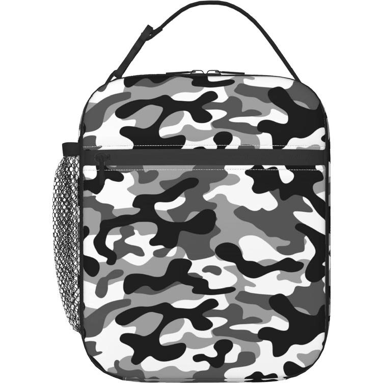 Black Camo Lunch Bags For Men Women Boys Girls Reble Tote Lunch Bags For Office Work School Picnic Camping Thermal Ulation And Cold Preservation