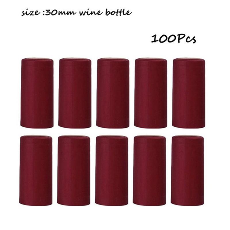 100 Pcs Natural Wine Bottle Corks and Seals Heat Shrink Capsules with Tear Tab for Straight Mouth Wine Bottles Cap