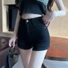 Women's Loose-Fit Ripped Denim Shorts - Summer 2026 Elastic Waist, Rolled Hem, Wide-Leg Design