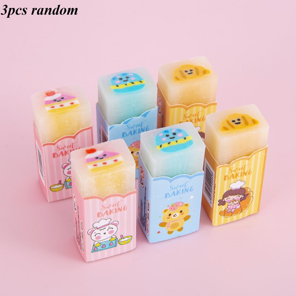 3pcs Cute Kawaii Creative Sport Ball Eraser Rubber Stationery School Supply Novelty Lovely Eraser Korean Stationery
