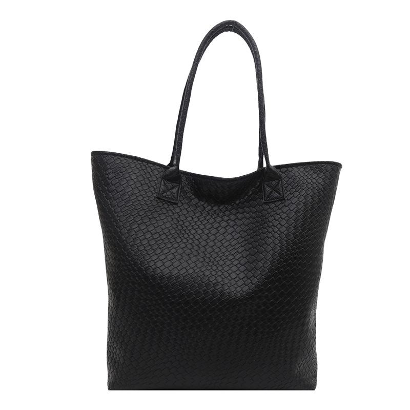 Large Capacity Woven Texture Indentation Simple Fashion Casual Shoulder Tote Bag