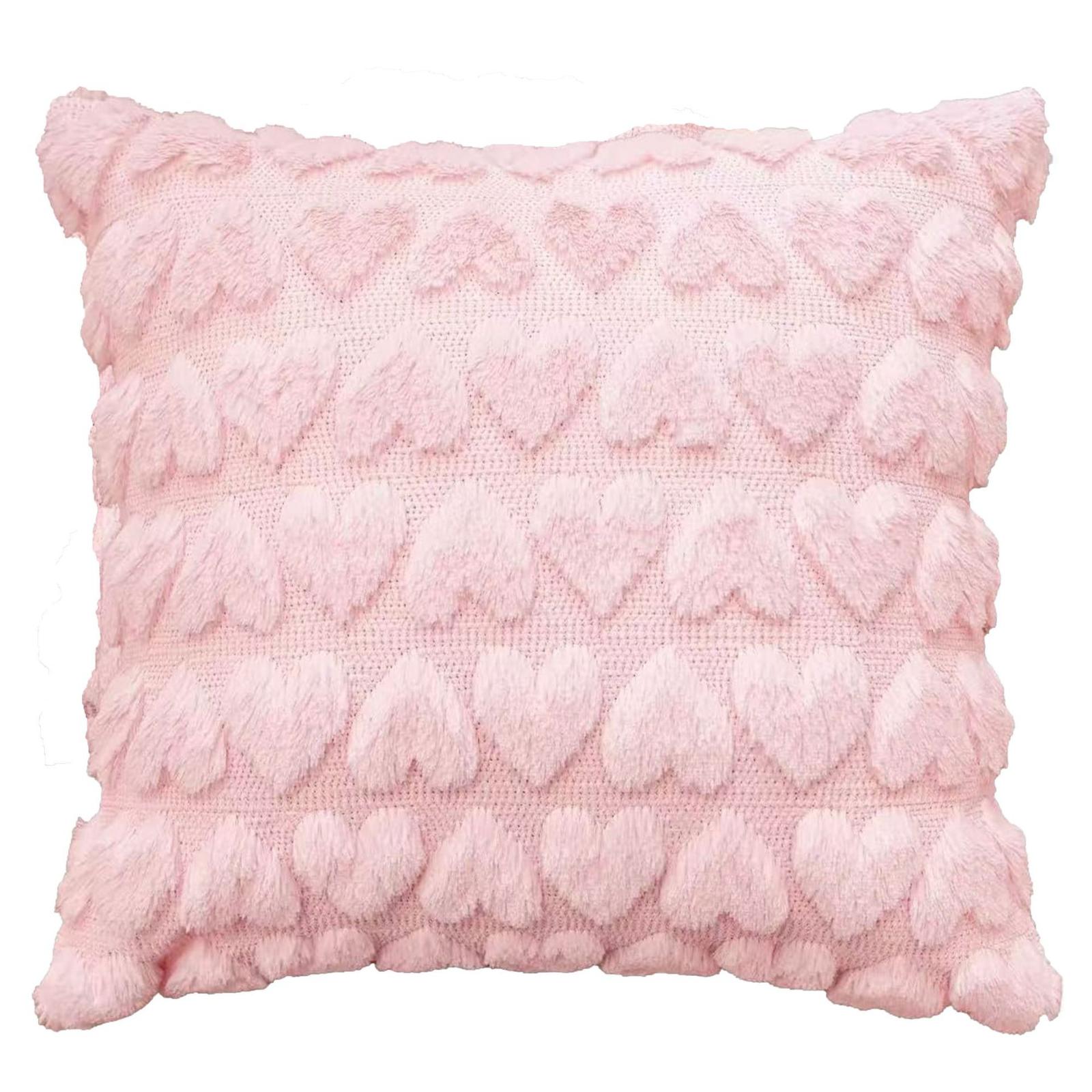 Valentine s Day Heart-shaped Modern Plush Throw Pillow cover Insert Not Included For Living Room Sofa One Size розовый 723₽