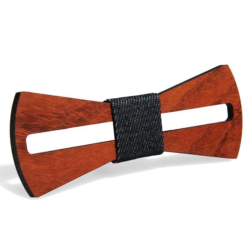 Minimalist Wooden Bow Tie For Men With Geometric Pattern And Sustainable Craftsmanship For Wedding Gifting