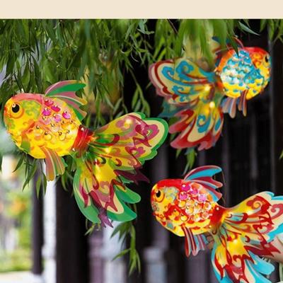 New DIY Fish Lantern Portable Luminous Mid-Autumn Festival Lantern PVC Antique Glass Fish Lantern Festival Decoration