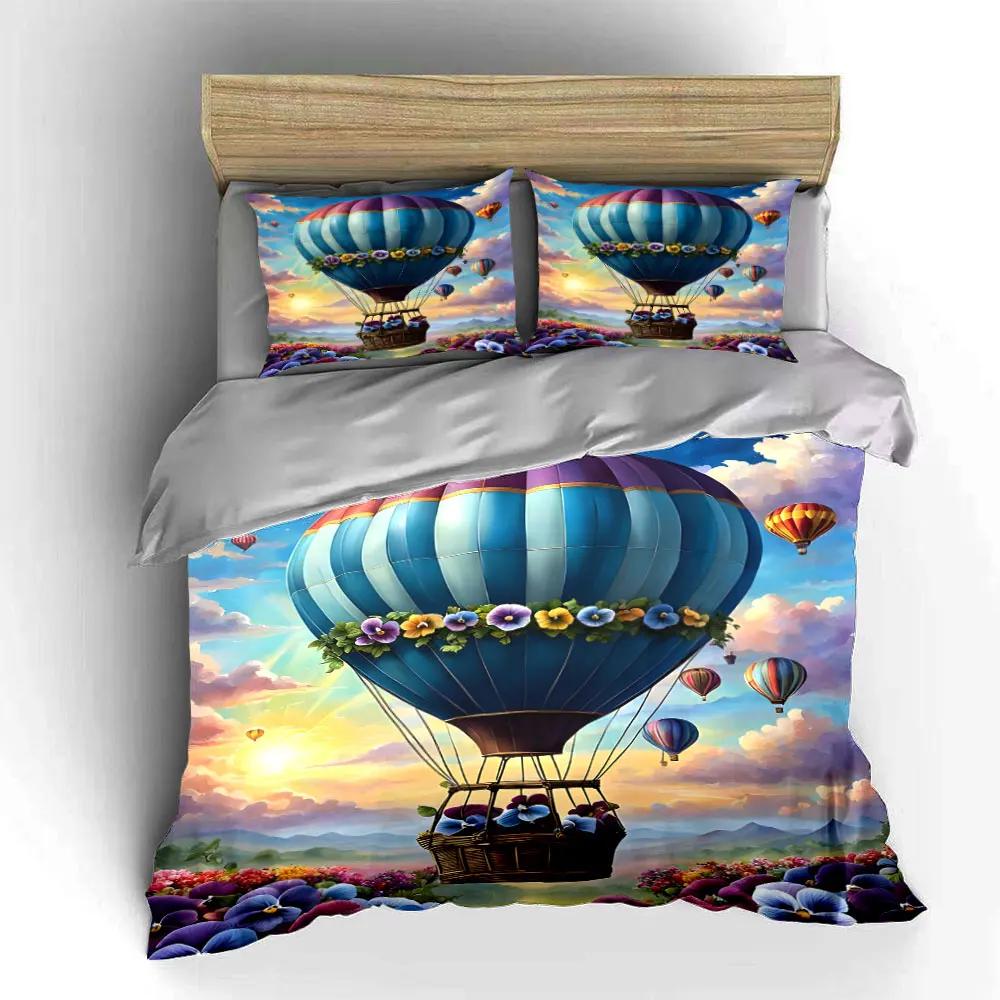 Air Balloon Decorative Set Soft Comfortable Duvet Cover Bedding Set Included 1*Duvet Cover & 2*Pillowcases gift