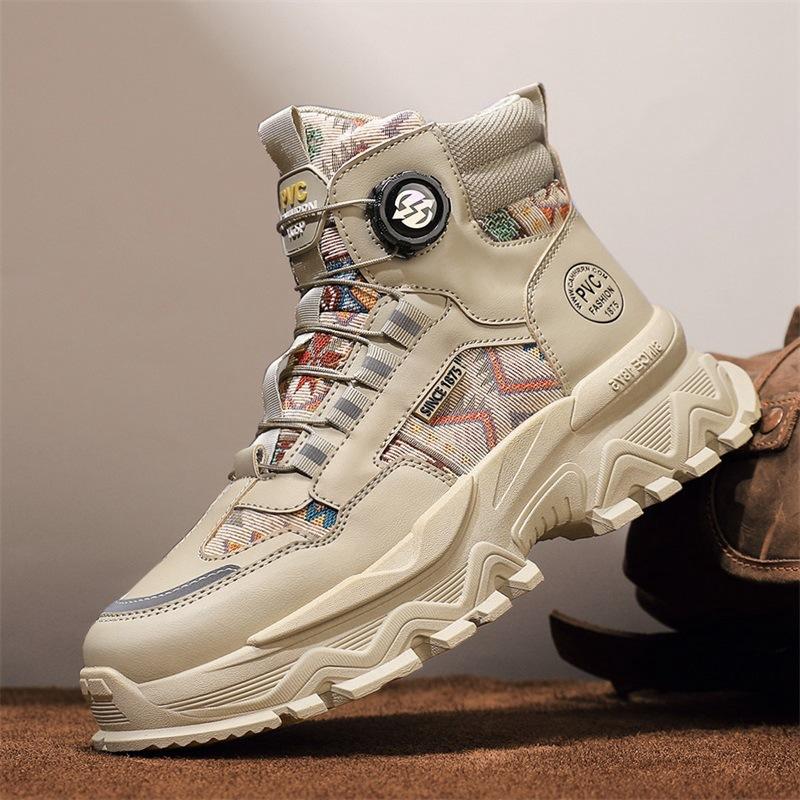 Autumn New Shoes for Men Boots Outdoor Fashion Print Casual Sport Hiking Shoes Ankle Boots