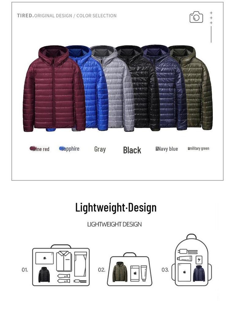Men's Lightweight Hooded Down Jacket - 2025 Autumn/Winter Fashionable Warm Short Coat