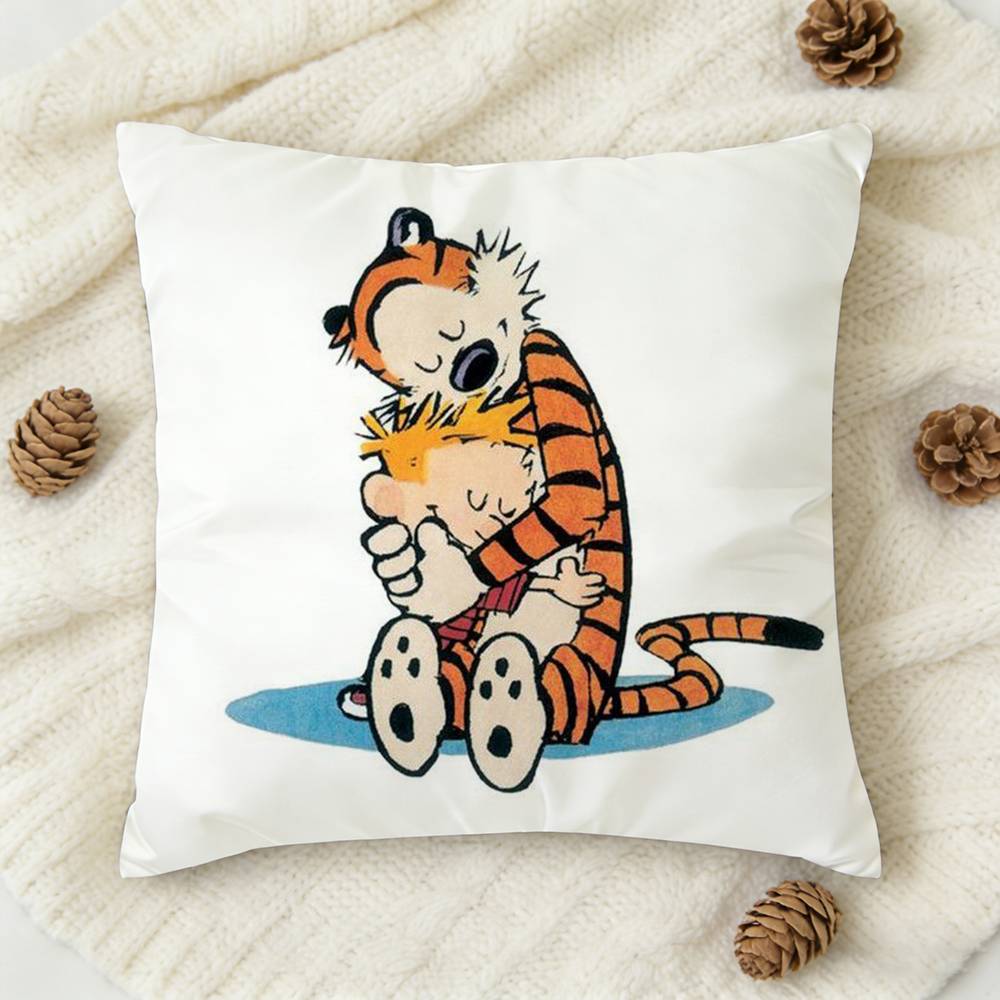 CCalvin and Hobbes Doublesided Printed Square Decorative Cushion Cover for Sofa Living Room Home Decor