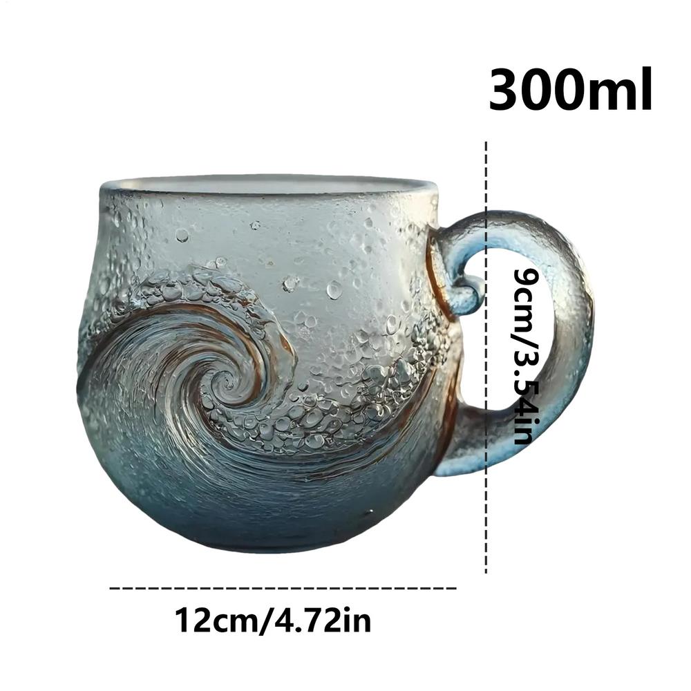 Wave Glass Beach Mug Sea Glass Wave Cup Unique Ocean Themed Coffee Cup Sea Theme Water Tea Cup Coffee Glass Mug 300ml
