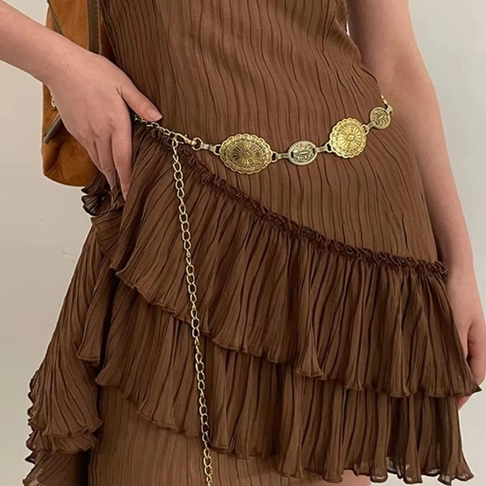 

with Skirt Belt Chain Belt Metal Chain Bohemian Belt Retro Waist Chain Women золотий