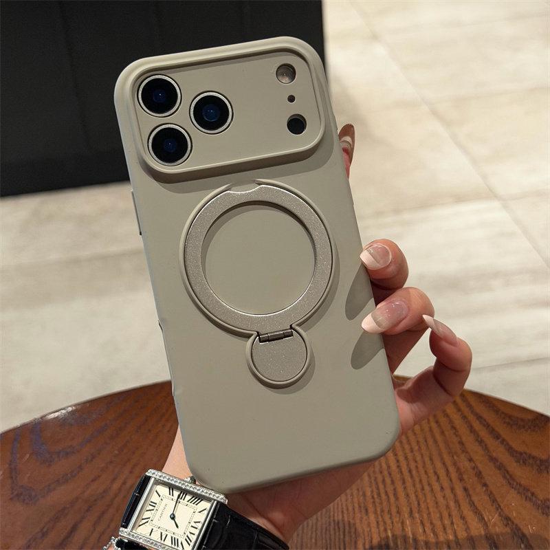 Liquid Silicone Magnetic Rotating Bracket Phone Case for iPhone 17 Pro Max - Precision Fit & Full Coverage