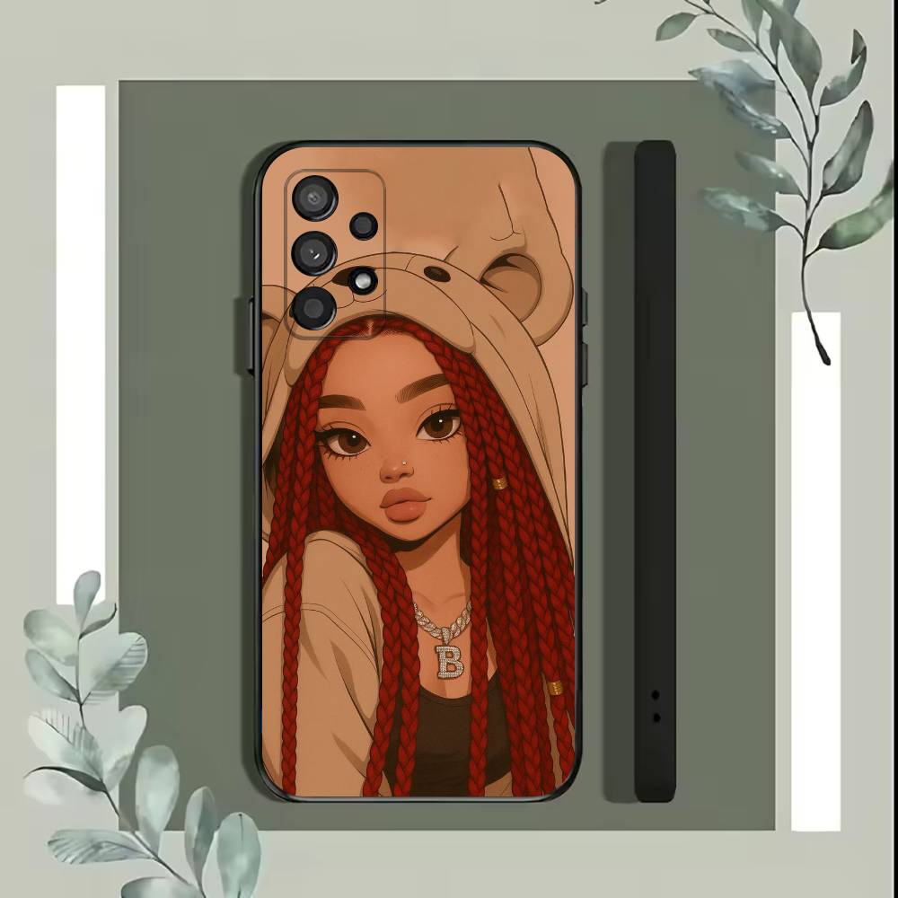

Afro Black Girls Cartoon Phone Case For Samsung S25,S24,S21,S22,S23,S30,Ultra,S20,Plus,Fe,Lite,5G Black Cover Samsung S20ULTRA5G