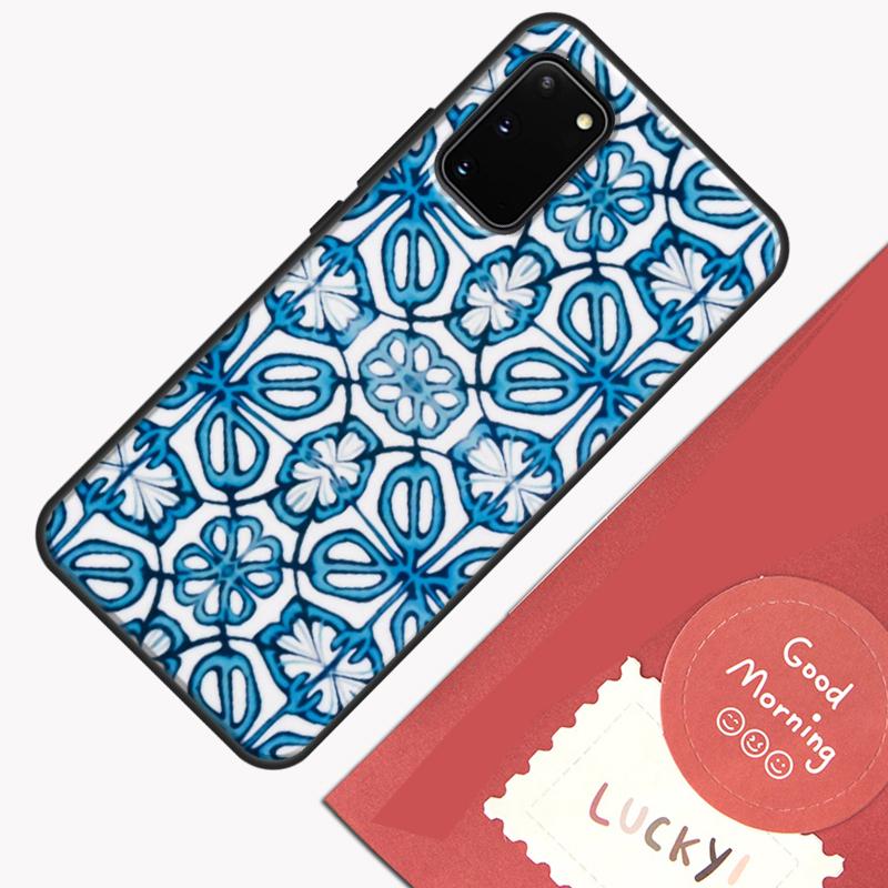 Square Turkish Flower Tiles Phone Case For Samsung Galaxy S24 S26 Ultra S20 S21 S22 S23 S25 Plus S10 S25 FE Cover Shell